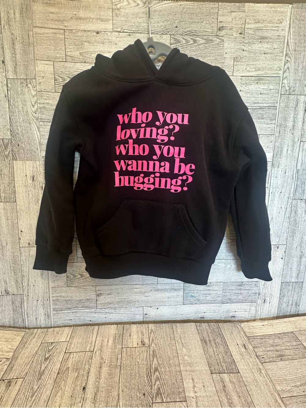 Kids Black Hoodie with Pink Biggie lyrics Print size 4T